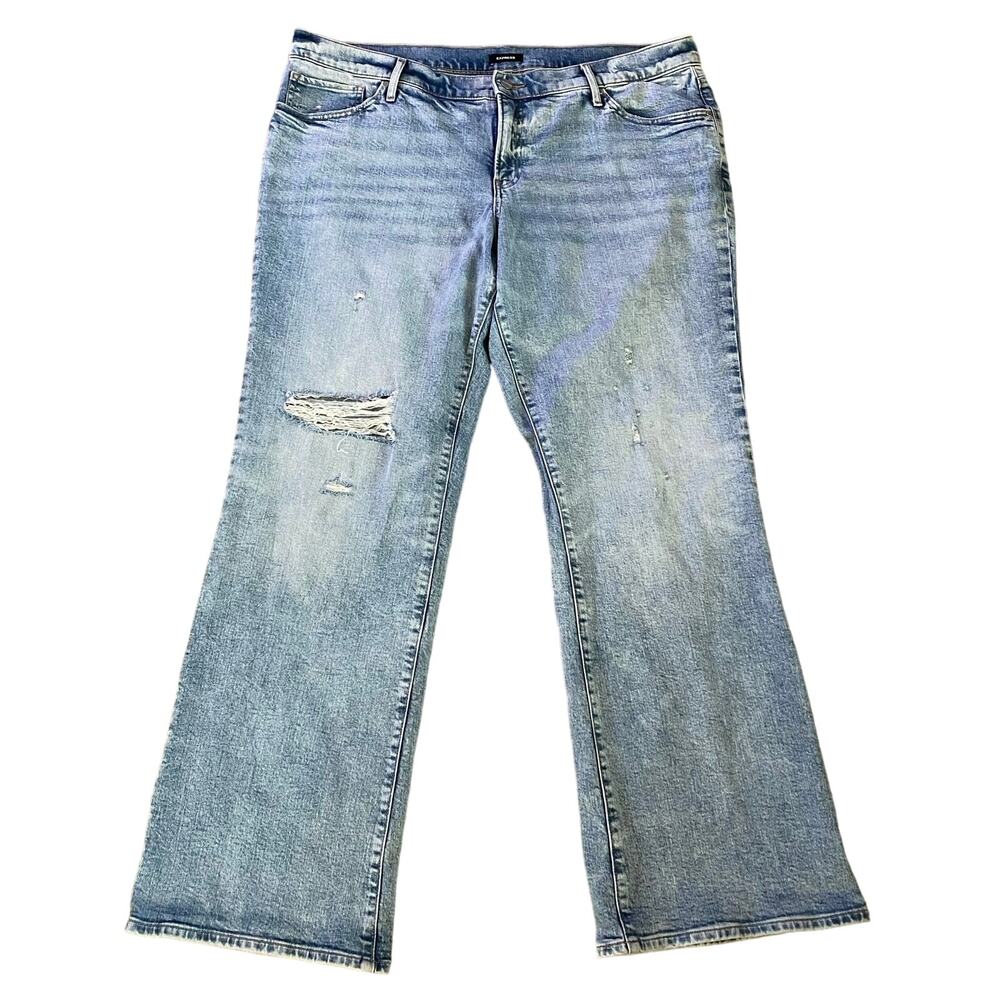 Express Plus Size 16 16R Low Rise Bootcut Boot Cut Jeans Distressing